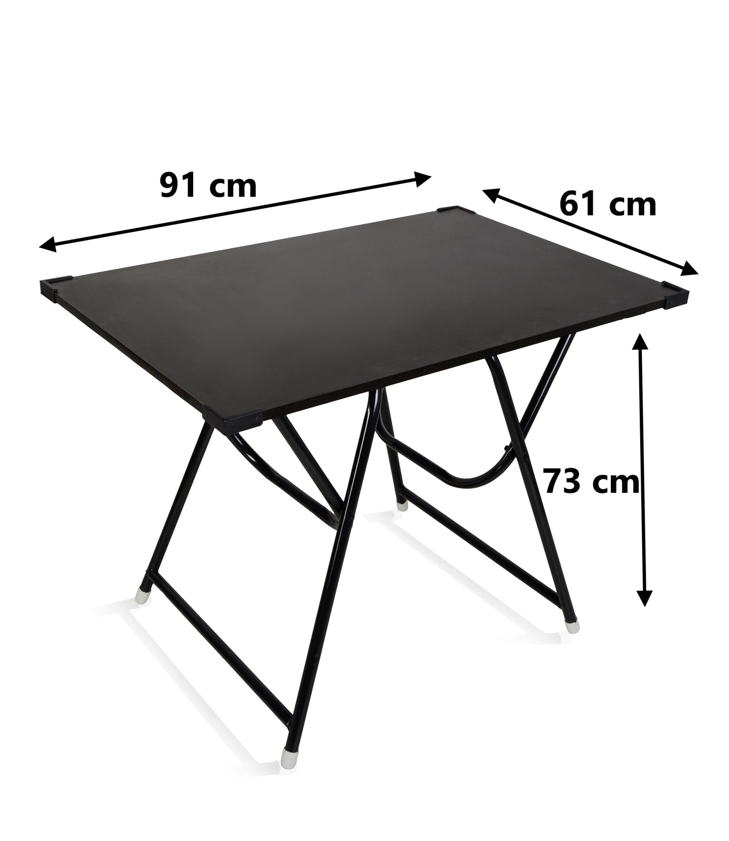Indianarmar Multipurpose Study & Laptop Table for Work from Home – Engineered Wood Top, Portable Design, Black Plywood Surface, Powder-Coated Metal Legs, Compact Desk for Office & Home Use