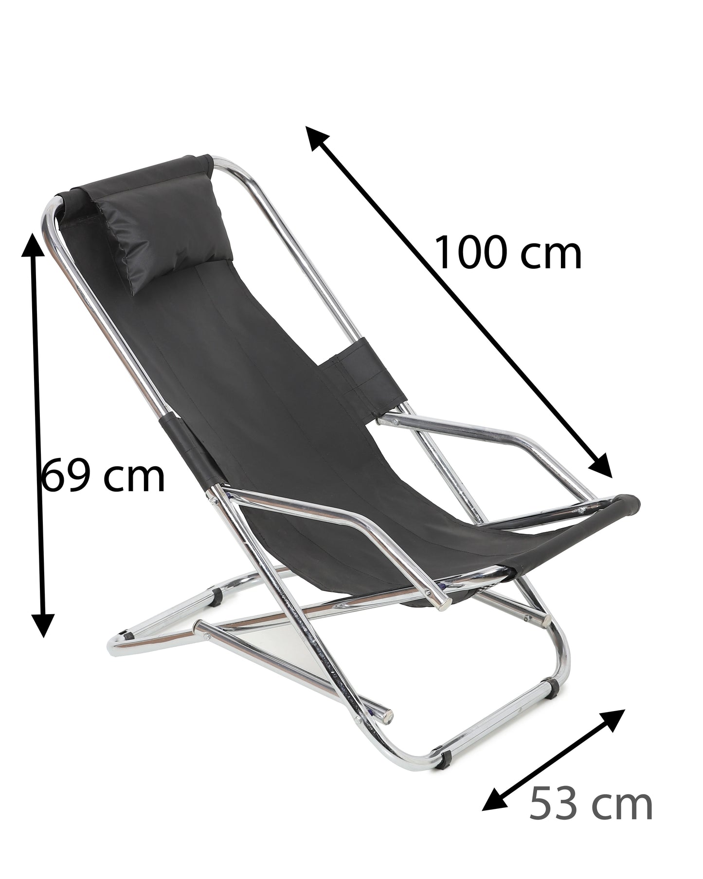 Indian armar Metal Folding Recliner Easy Chair with Arm Rest Comfortable & Relaxing |Portable for Garden Living Room Lounge Outdoor Camping (Black)