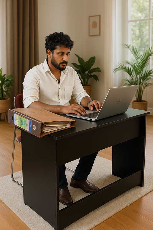 Indianarmar Compact Study Table for Home & Office | Engineered Wood Desk with Minimalist Design – Ideal for Students, Professionals & Work-from-Home Setups (Black Finish)