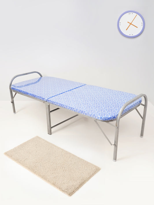 IndianArmar Foldable Metal Cot Bed with Mattress – Portable & Space-Saving Design for Home, Dormitory & Guest Use