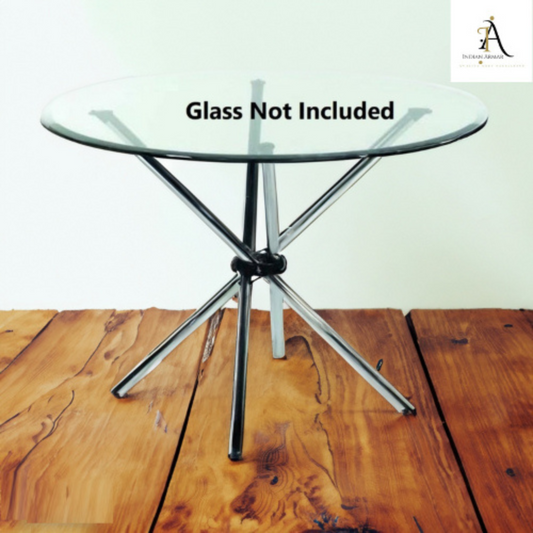Indianarmar Stainless Steel Hydra Modular Coffee Table with Foldable Metal Stand 4 Seater Nickel Coated Pre-Assembled for Home Dining Cafeteria Garden Living Room Office (with Out Glass)