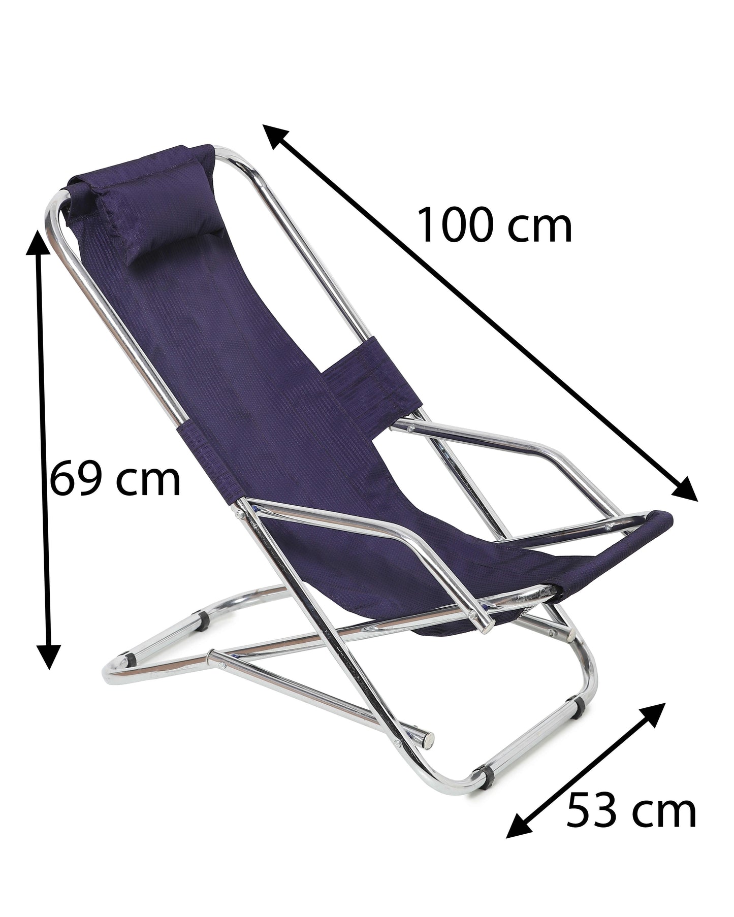 Indian armar Metal Folding Recliner Easy Chair with Arm Rest Comfortable & Relaxing |Portable for Garden Living Room Lounge Outdoor Camping (Blue)